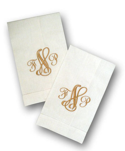 Monogrammed Linen Towels - Set of Two