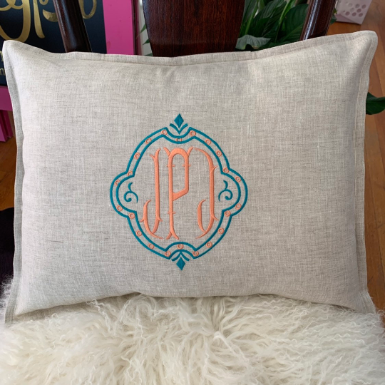 Monogrammed Linen Pillow MonogramsEtc
