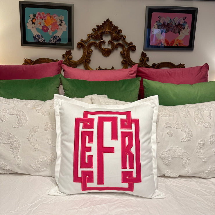 20" Toss Pillow with Oversized Applique Monogram