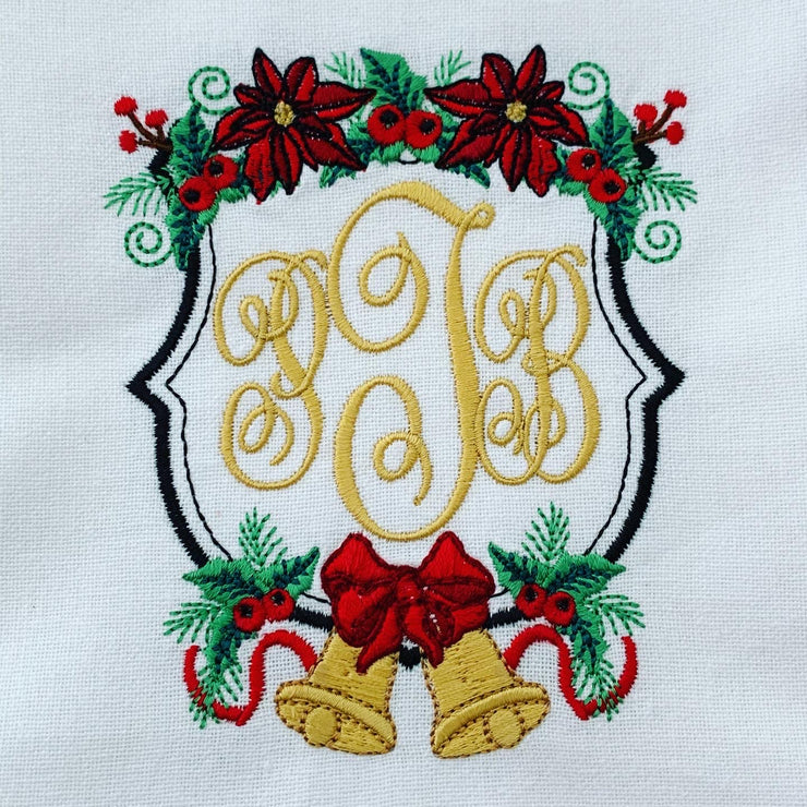 Monogrammed Holiday Crest Guest Towel