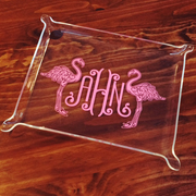 Monogrammed Pinched Edge Acrylic Tray