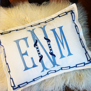 Monogrammed Chain Motif Toss Pillow