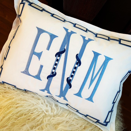 Monogrammed Chain Motif Toss Pillow