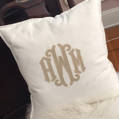 Monogrammed Applique Cotton Pillow