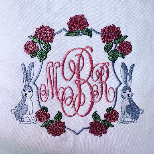 Easter Crest Monogrammed Cotton Pillow