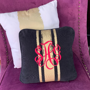 Monogrammed Gold Foil Stripe Pillow