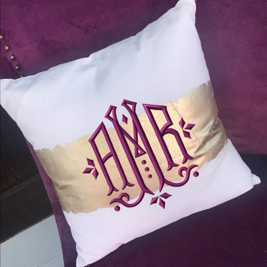 Monogrammed Gold Foil Stamped Pillow