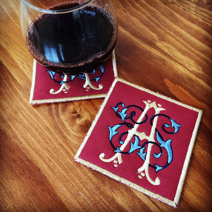Monogrammed Canvas Coasters (set of four)