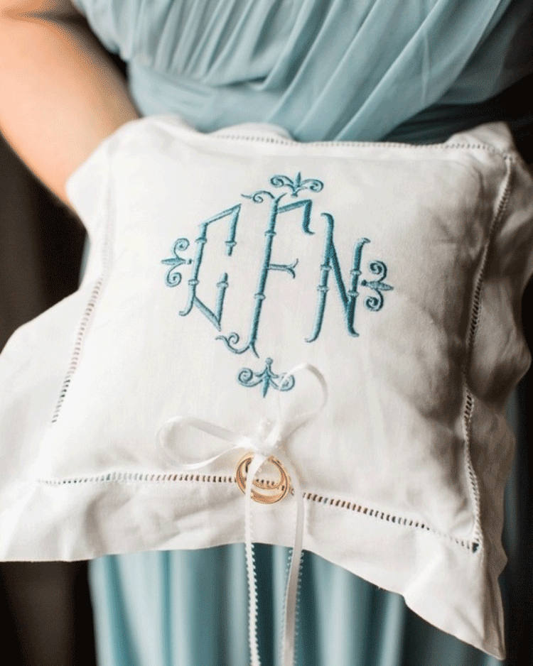 Irish linen ring bearer buy pillow Personalized with monogram and wedding date jfyBride Style 5211