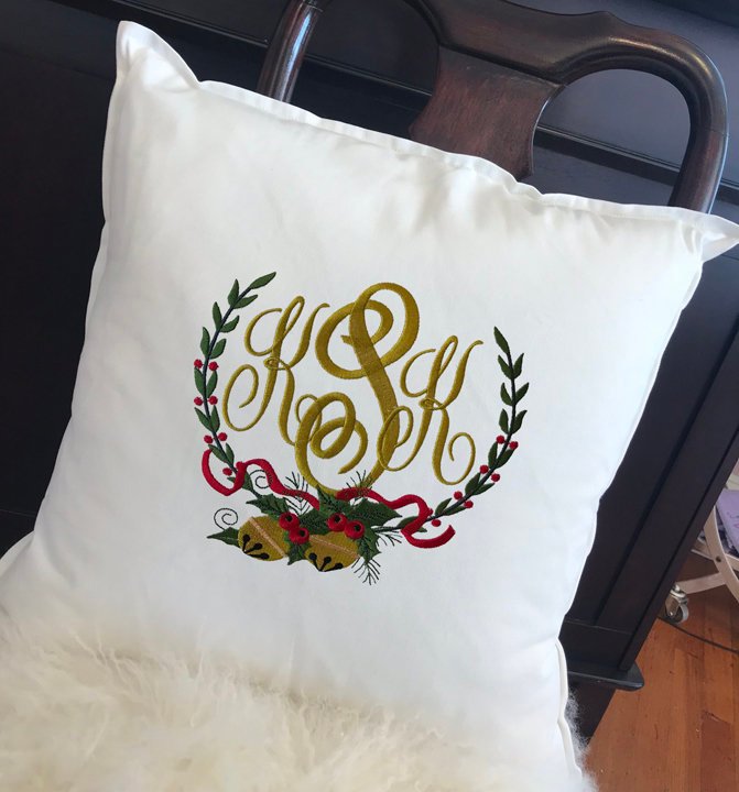 MonogramsEtc Wreath Toss Pillow