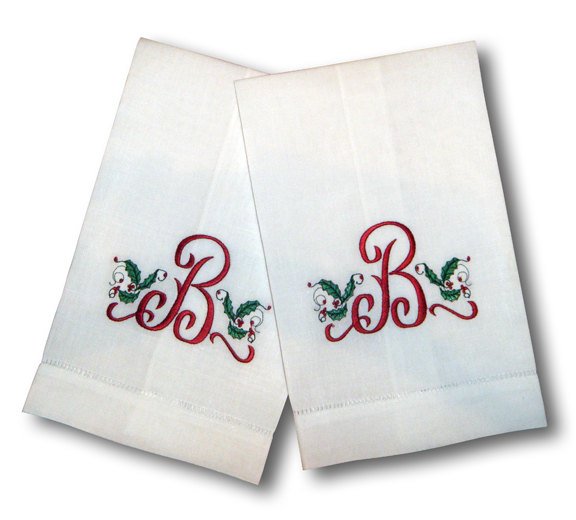 One Letter Holiday Tea Towels - Set of Two