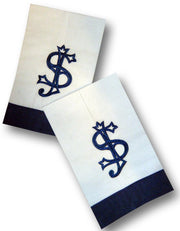 Monogrammed Linen Color Trim Towels - Set of Two