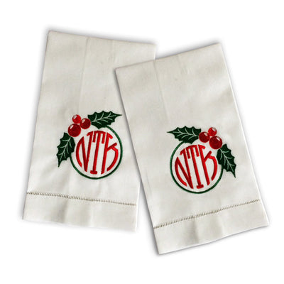 Monogrammed Holiday Tea Towels - Set of Two