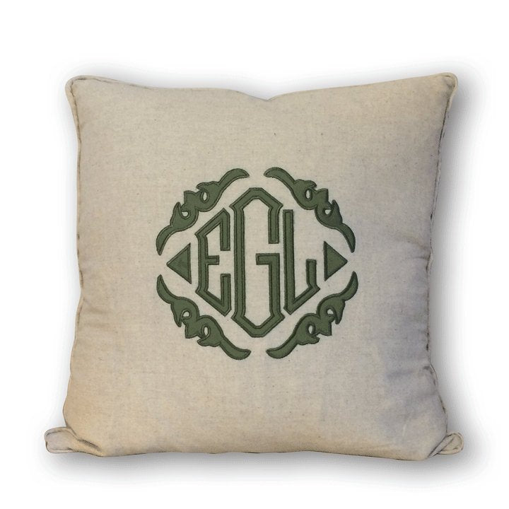MonogramsEtc Applique Linen Toss Pillow
